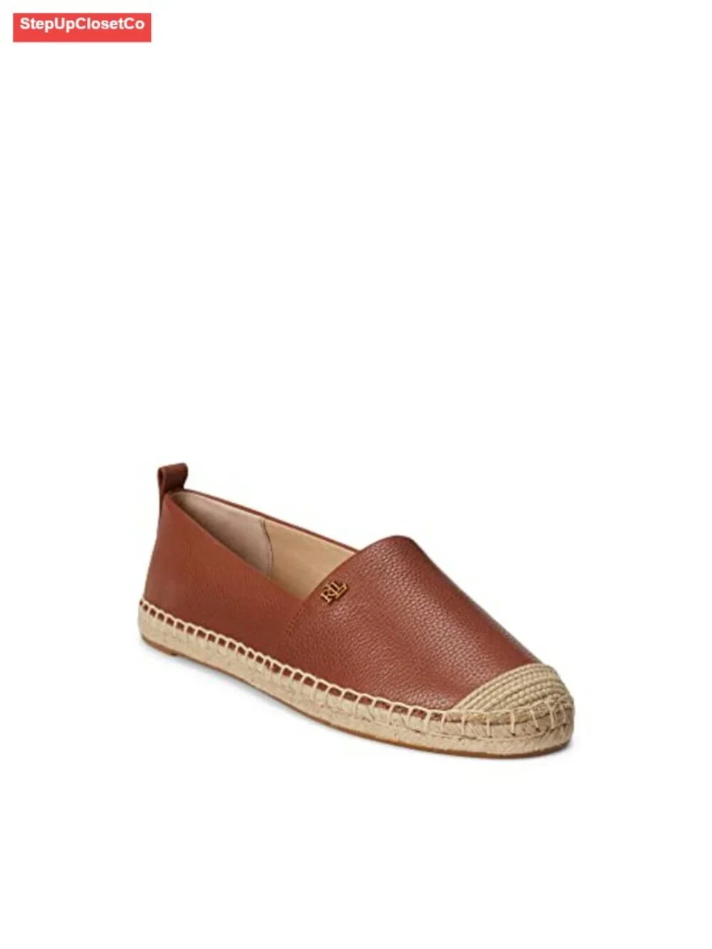 Leather Espadrille Flats with Crochet Toe Cap - Slip-On Style